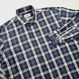 Ledbury Shirt 2XL XXL Slim Fit Blue Plaid Long Sleeve Button Down Preppy Classic